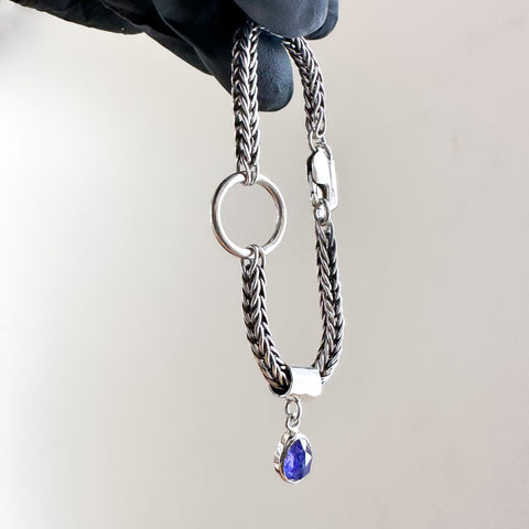 Handwoven Chain Bracelet with Tanzanite & O-ring