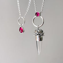 Rhodolite Garnet & Quartz Crystal Peony Necklace