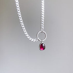 Rhodolite Garnet Curb Chain Necklace