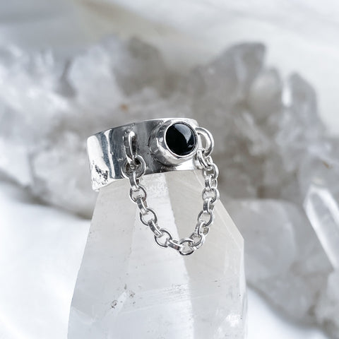 Black Onyx Chain Ring | Size 6