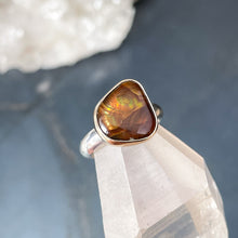 Fire Agate Ring | 14k Gold Bezel | Size 7