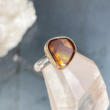 Fire Agate Ring | 14k Gold Bezel | Size 7