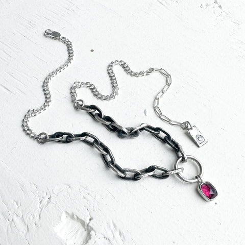 Rhodolite Garnet Mixed Chain Necklace