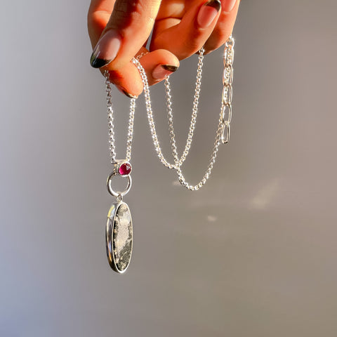 Native Silver & Rhodolite Garnet Necklace