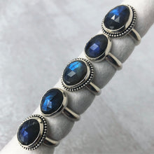 Rose Cut Labradorite Ring | Beaded | Size 5.75