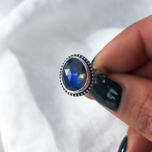 Rose Cut Labradorite Ring | Beaded | Size 5.75
