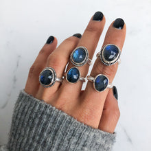 Rose Cut Labradorite Ring | Beaded | Size 5.75