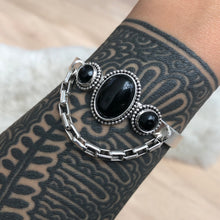 Sterling Silver & Onyx Chained Cuff