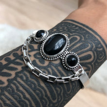 Sterling Silver & Onyx Chained Cuff